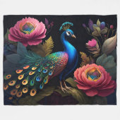  als een pauw in pioenen fleece deken (Voorkant (Horizontaal))