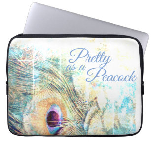  als een pauwenpastel witte pauwenveer laptop sleeve