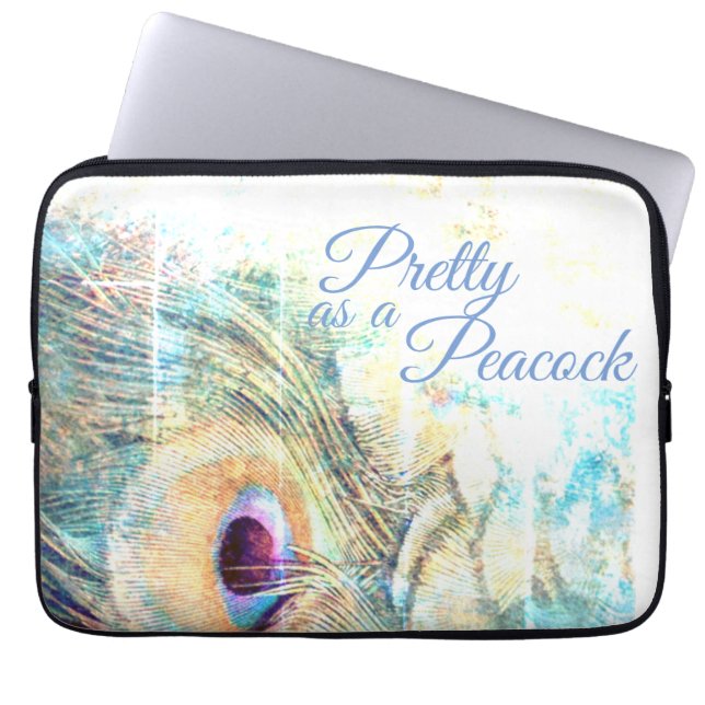  als een pauwenpastel witte pauwenveer laptop sleeve (Voorkant)