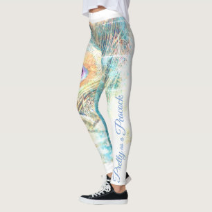  als een pauwenveer pastel wit leggings