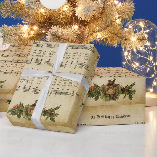 als elk Happy kerstkarolscript afdrukken Cadeaupapier (Feestdagen)