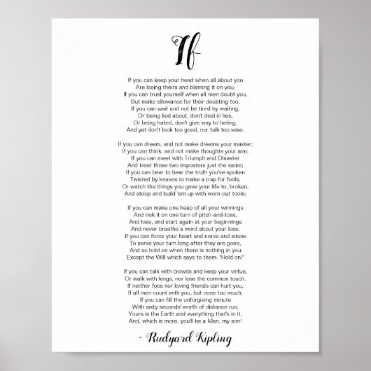 Als gedicht door Rudyard Kipling Poster (Voorkant)