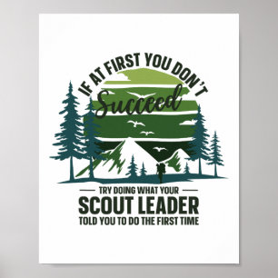 Als het eerst niet lukt, scoutleider kamperen poster