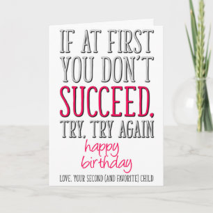 Als het je in eerste instantie niet lukt, grappige kaart