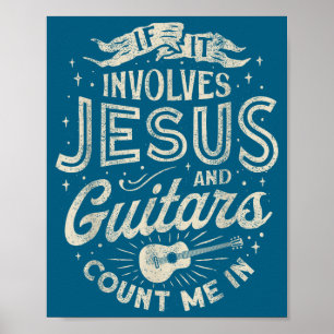 Als het Jezus betreft en gitaren Gitarist Christi Poster