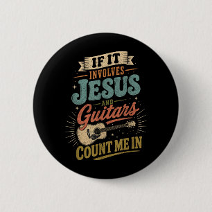Als het Jezus en gitaren betreft Gitarist Ronde Button 5,7 Cm