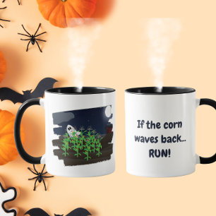 Als het maïs terug zwaait Grappige Halloween Geest Mok