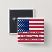 Als het om politiek gaat vierkante button 5,1 cm (Voorkant /achterkant)