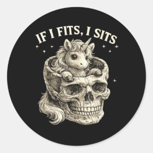 Als het past zit eenhoorn schedel grappig schattig ronde sticker