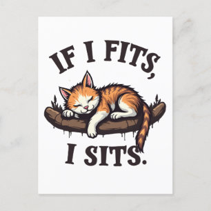 Als het past, zit ik Grappige Slaap Kat Feline Kit Briefkaart
