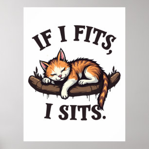 Als het past zit ik Grappige Slaap Kat Kattig Kitt Poster