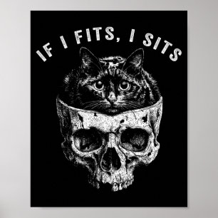 Als het past zit zwarte kat schedel gothisch donke poster