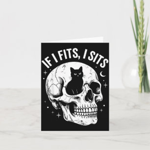 Als het past Zit Zwarte Kat Schedel Minimalistisch Kaart