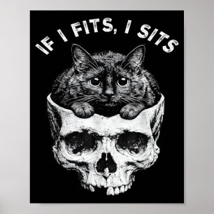 Als het past zit zwarte kat schedel minimalistisch poster