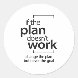Als het plan niet werkt, verandert het plan niet d ronde sticker