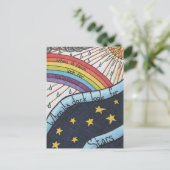 Als het regent, zoek dan naar regenbogen briefkaart (Staand voorkant)