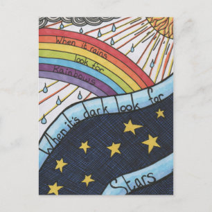 Als het regent, zoek dan naar regenbogen briefkaart