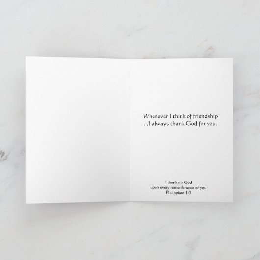 Als ik God bedank, dan is het vriendschap Bedankkaart (Binnen)