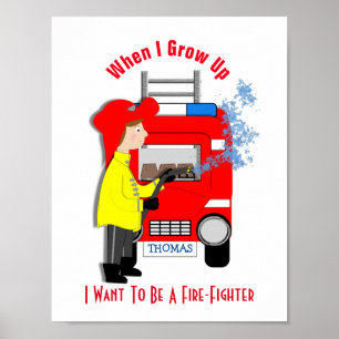 Als ik groot ben, wil ik brandweerman worden poster