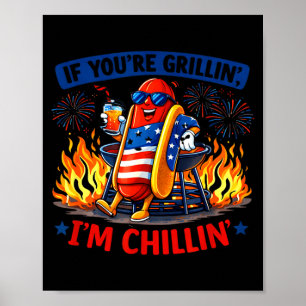 Als je aan het grillen bent chillen bbq worst humo poster