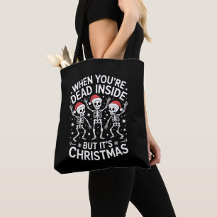 Als je binnen dood bent is het Kerstmis Skelet Ker Draagtas
