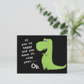 Als je blij bent met Clap T Rex Dinosaur Funny Bri Briefkaart (Staand voorkant)