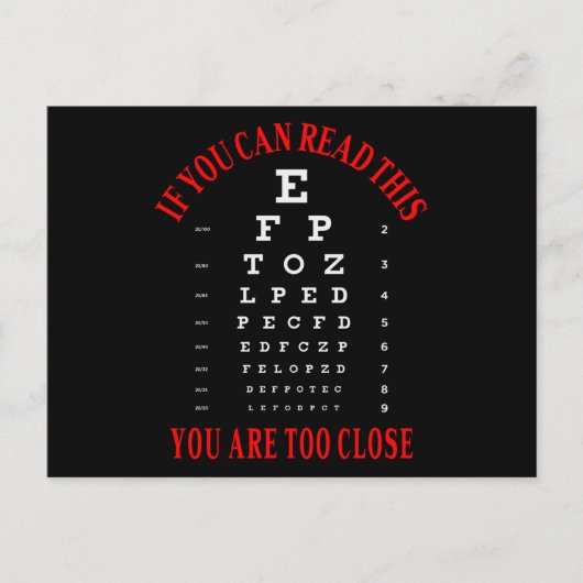 Als je dit kunt lezen, ben je te dicht briefkaart (Voorkant)