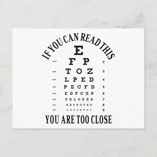 Als je dit kunt lezen, ben je te dicht briefkaart (Voorkant)