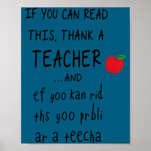 Als Je Dit Kunt Lezen Dank Een Leraar En Ef Yoo Ka Poster