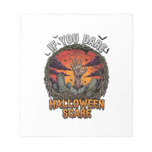 Als je durft Halloween Angst Zombie Hand Grafsteen Notitieblok