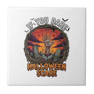 Als je durft Halloween Angst Zombie Hand Grafsteen Tegeltje