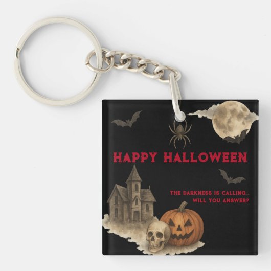 Als je durft - Spooky Haunted House Halloween Sleutelhanger (voorkant)