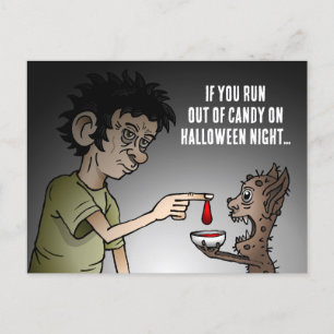 Als je geen snoep meer hebt tijdens Halloween Feestdagenkaart