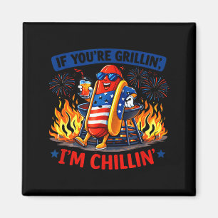Als je grillt chillin bbq hotdog humor grappig magneet