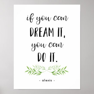 Als je het kunt dromen   Trendy Botanical Quote Poster