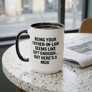 Als je schoonvader zijn al een cadeau genoeg lijkt tweekleurige koffiemok