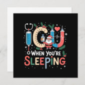 Als je slaapt Grappige IC Nurse Kerstmis Kaart (Voorkant / Achterkant)