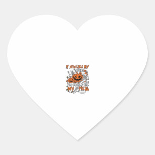 Als je van pompoenen houdt Halloween skelet taart_ Hart Sticker