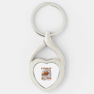 Als je van pompoenen houdt Halloween skelet taart_ Sleutelhanger