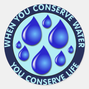 Als je water bespaart, bespaar je het leven ronde sticker