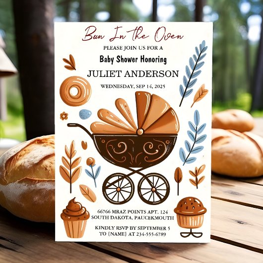 Als leuke retro boho taartbroodje in de oven Baby  Kaart