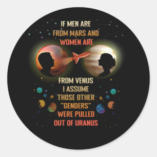 Als Mannen van Mars komen en vrouwen van Venus I a Ronde Sticker