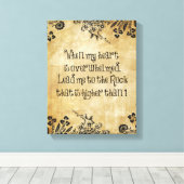 Als mijn hart overweldigd is, is de bijbelversie o canvas afdruk (Insitu (Houten vloer))