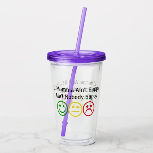 Als Momma geen gelukkig Gezegde heeft met glimlach Acryl Drinkbeker (Achterkant)