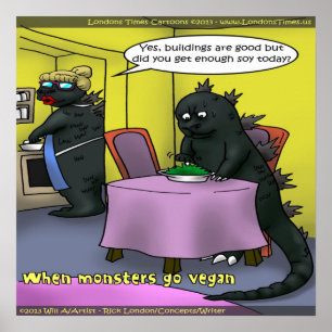 Als Monsters Vegan Worden Grappige Poster