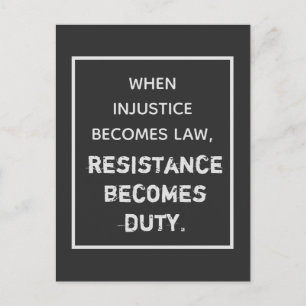 Als onrecht een wet wordt, is verzet een plicht briefkaart