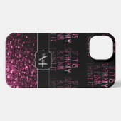 Als parkly Pink ik wil het zwarte patroon Monogram iPhone Hoesje (Achterkant horizontaal)