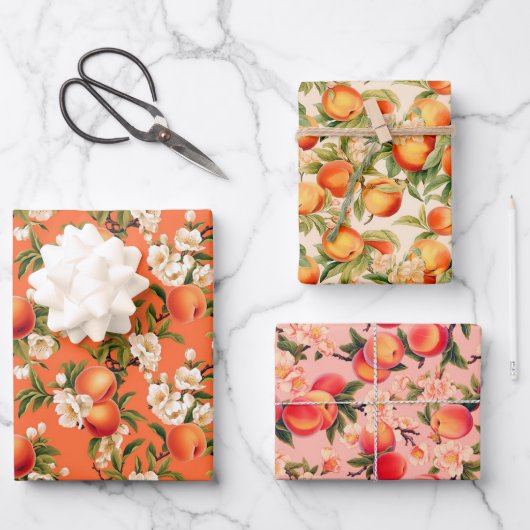 als perzik, perzik fuzz thema cadeau inpakpapier vel (Voorkant)