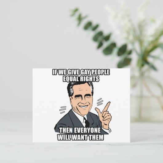 ALS ROMNEY HOMOSEKSUELEN GELIJKE RECHTEN GEEFT, DA BRIEFKAART (Staand voorkant)
