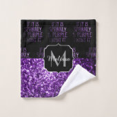 Als Sparkly en Paars wil ik Monogram Black Bad Handdoek (Wasdoekje)
